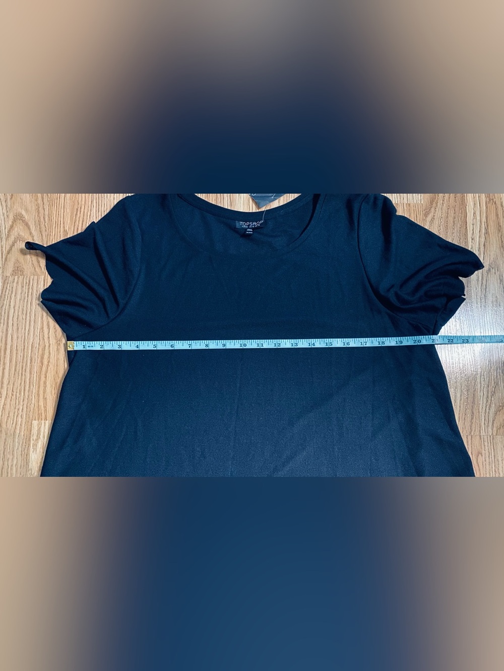 Sz 10 NWT Topshop Classic Short Sleeve Black Top - Scalloped Hem - Picture 4 of 6